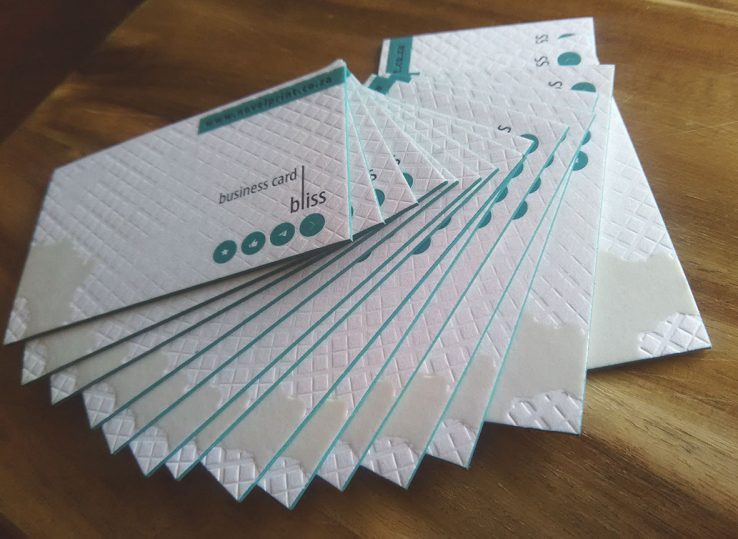 Super Premium Business Cards showing letterpress business cards