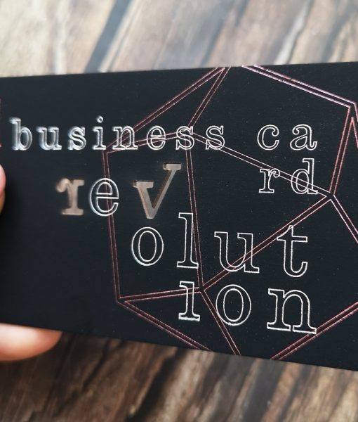 Black Business Card with Intricate Laser Cut Letters