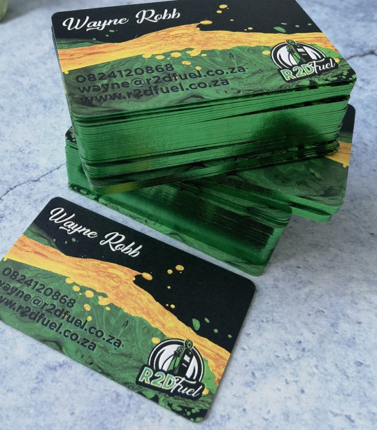 Luxury Business Card Full Colour Letterpress Print with Green Edge Foil