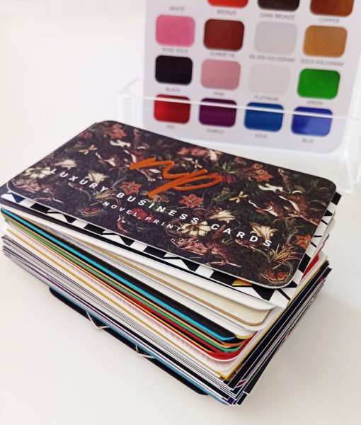 Stack of all the Business Card Samples in the Business Card Sample Pack
