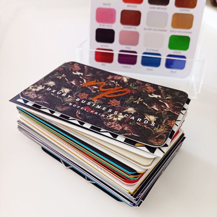 Stack of all the Business Card Samples in the Business Card Sample Pack