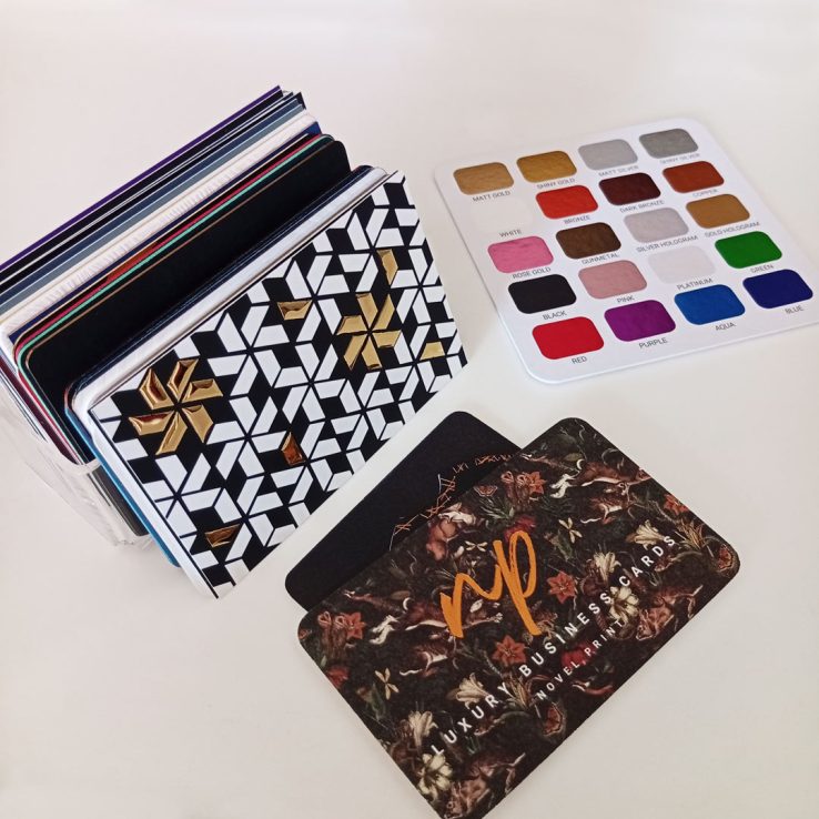 Business Card Sample Pack with the Novel Print card in front