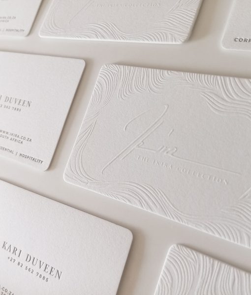 Main product photo of White-on-White Embossed Pattern Business Cards with Ikira Logo