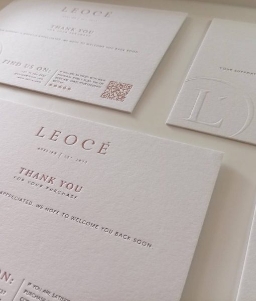 Grid-like formation of 3 of the thick A6 postcard size printing in the Luxury Thank You Cards